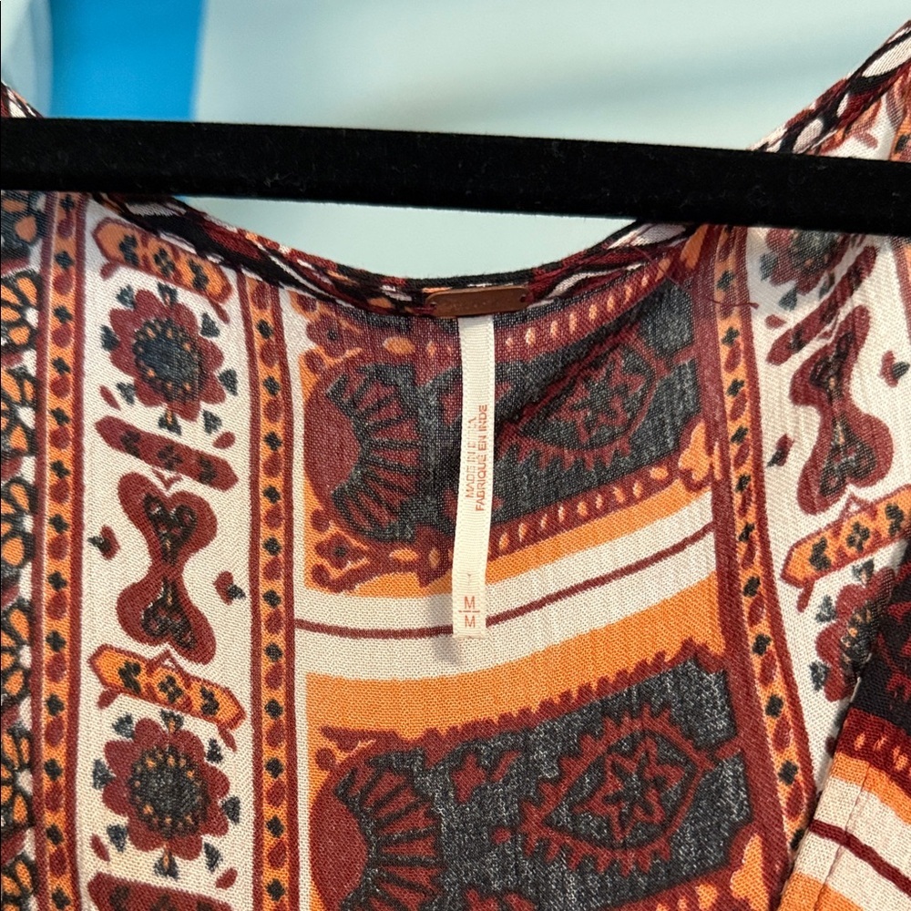 Free People Multicolor V-Neck Blouse boho flowy chic​ - Picture 2 of 4